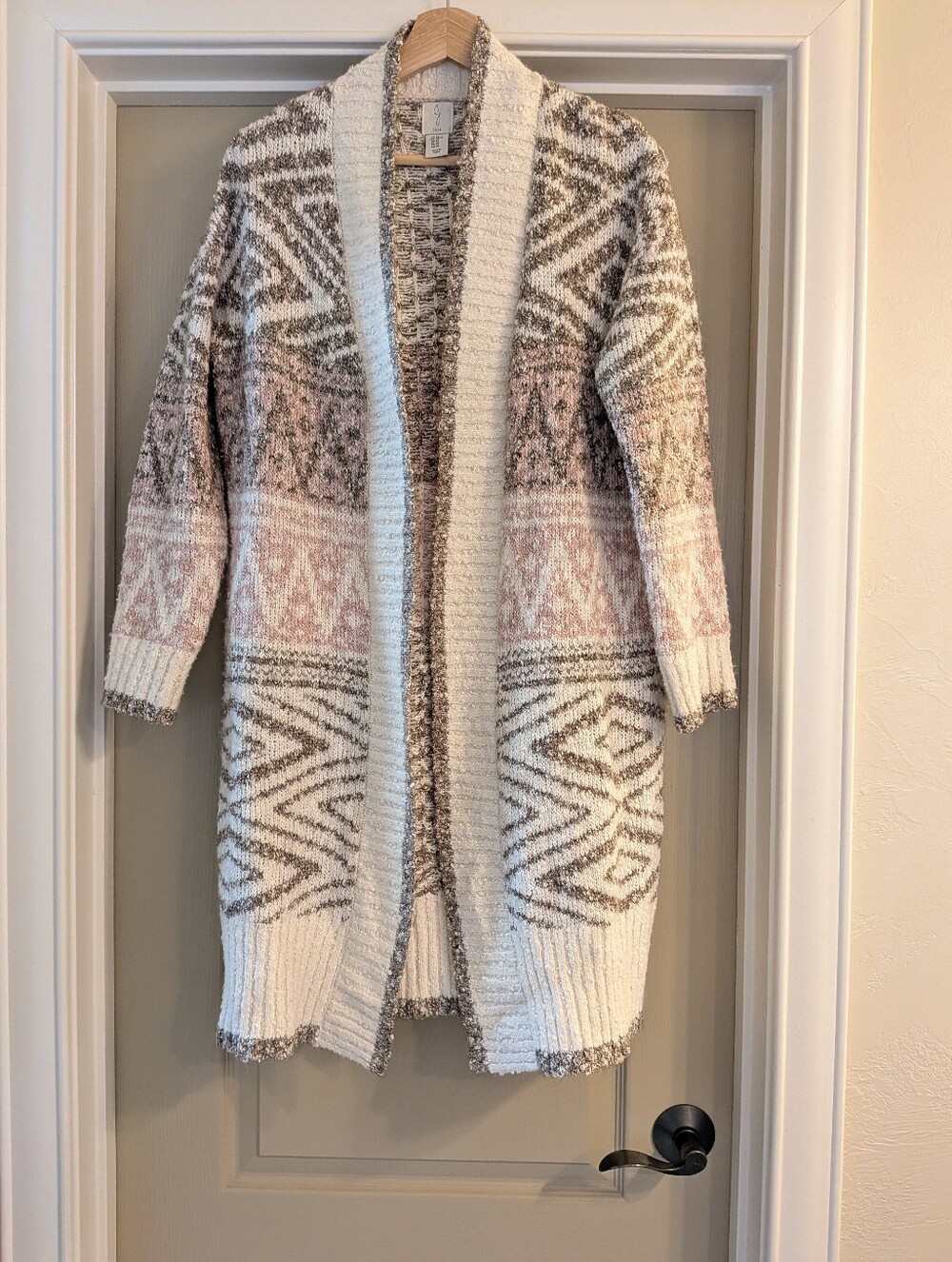 Joie Geometric Tribal Fair Isle Duster Cardigan Sweater - XS